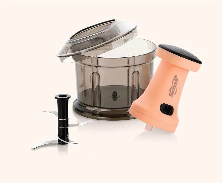 Max Senso Twirl Push Chopper, Large Vegetable Chopper with 4 Blades, Manual Chopper for Kitchen Use with Anti-Skid Base/Unbreakable Body/BPA Free  Orange