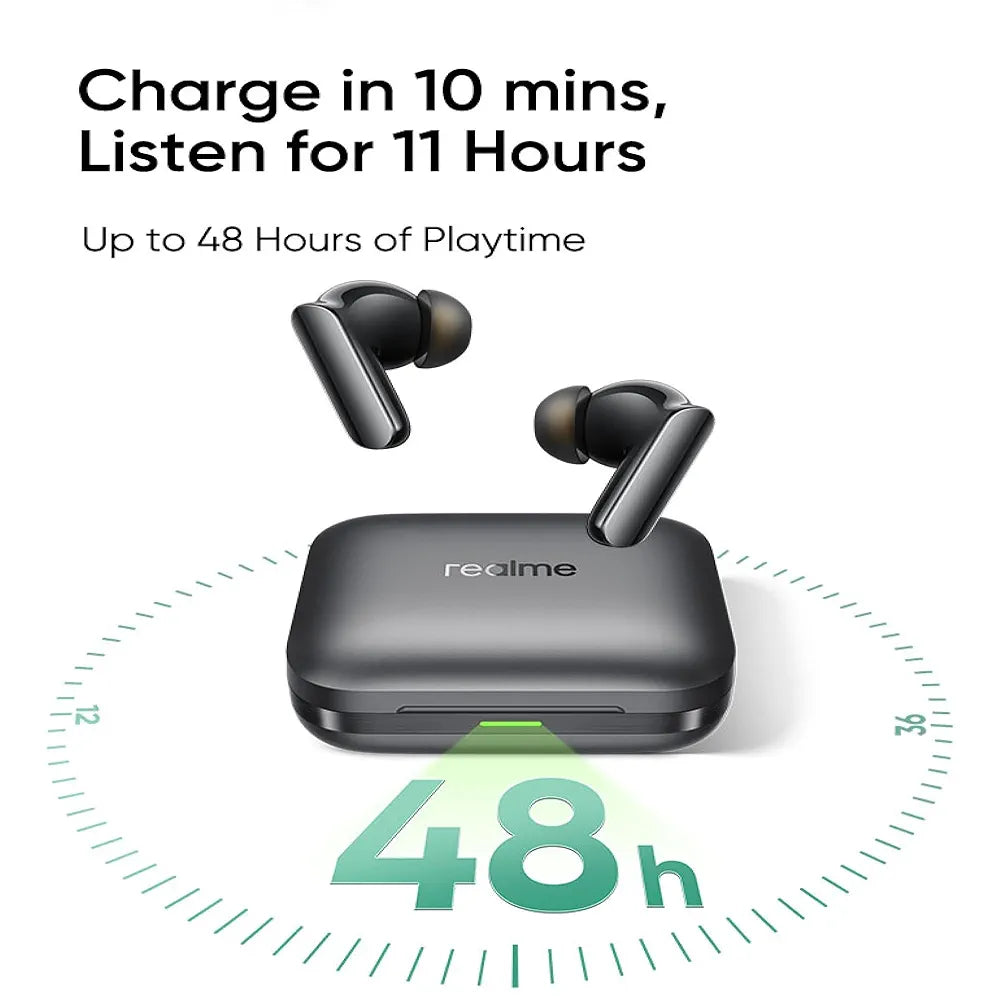 realme Buds Air 7 Pro with Ai Live Translation,11mm+6mm Dual-dac Driver,48 Hrs Play Time,Fast Charge,53 dB ANC,LHDC,45Ms Low Latency,360° Spatial Audio,IP55 Dust & Water Resistant,BT 5.4