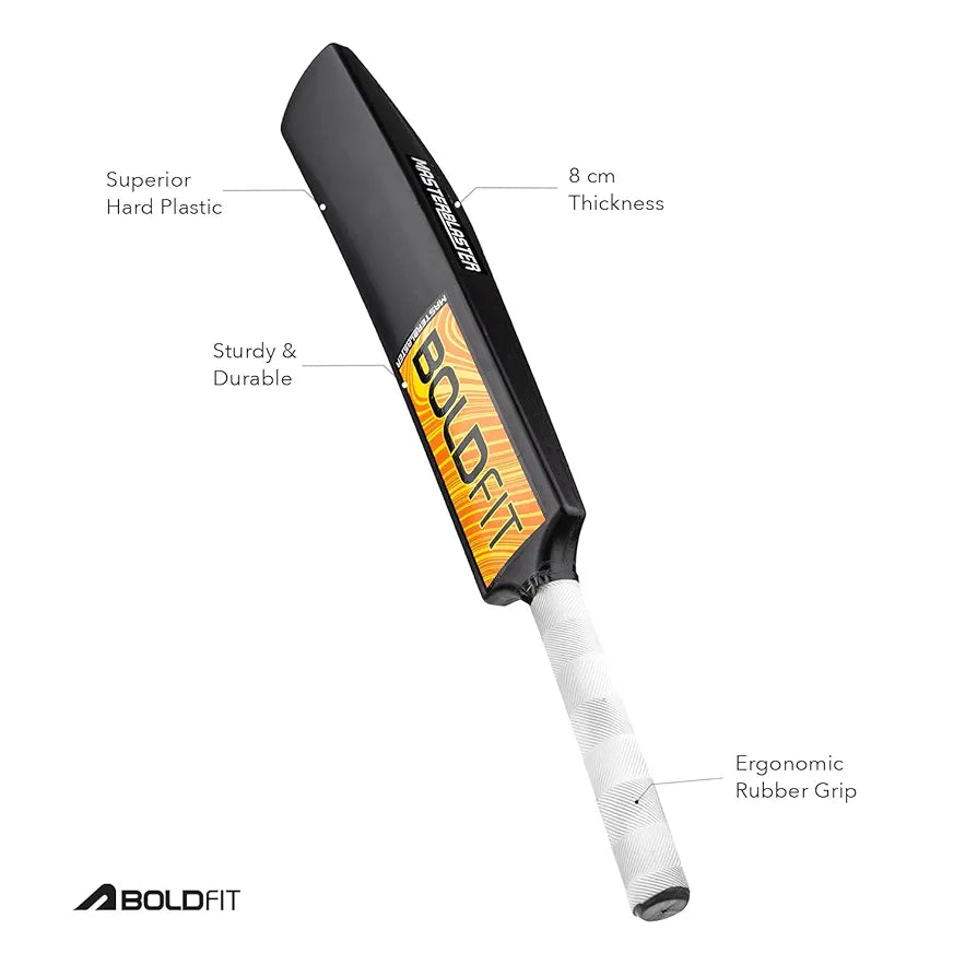 Boldfit Turf Bat Cricket for Adults Plastic Tennis Bat for Mens Heavy Plastic Bats with Grip for Gully, Tournament Match Standard Full Size Tennis Ball - Black