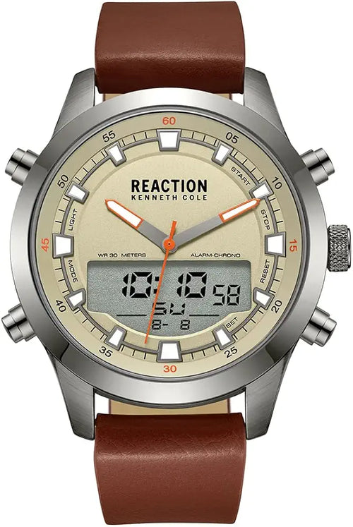 Kenneth Cole Reaction ANA-Digit ग्रे  डायल पुरुषों के लिए घड़ी-KRWGD9005301, ग्रे, पट्टा