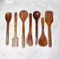 ECOMIFY Natural Wooden Spoons Set and Spatula for Cooking, Sleek, Sold and Non-Stick Cookware for Nonstick Cookware Kitchen Utensils and Cooking Spoon Set of 7