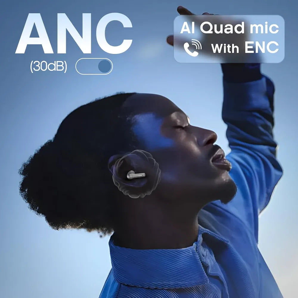 Leaf Buds X514 True Wireless ANC in Ear Earbuds with AI Sound App,Active Noise Cancellation,Transparency Mode,70H Playtime,Quad Mic Enc,40Ms Low Latency,13Mm Driver, Ipx5, Bluetooth V5.4