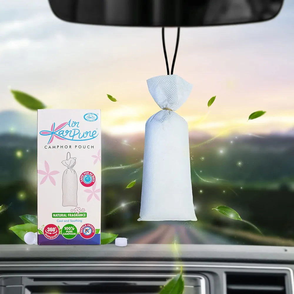 Cycle Pure Karpure Bhimseni Camphor Pouch Air Freshener  | Enjoy Up To 45 Days Of Long-Lasting Camphor Fragrance | Air Freshener For Cars, Homes & Offices, Granule