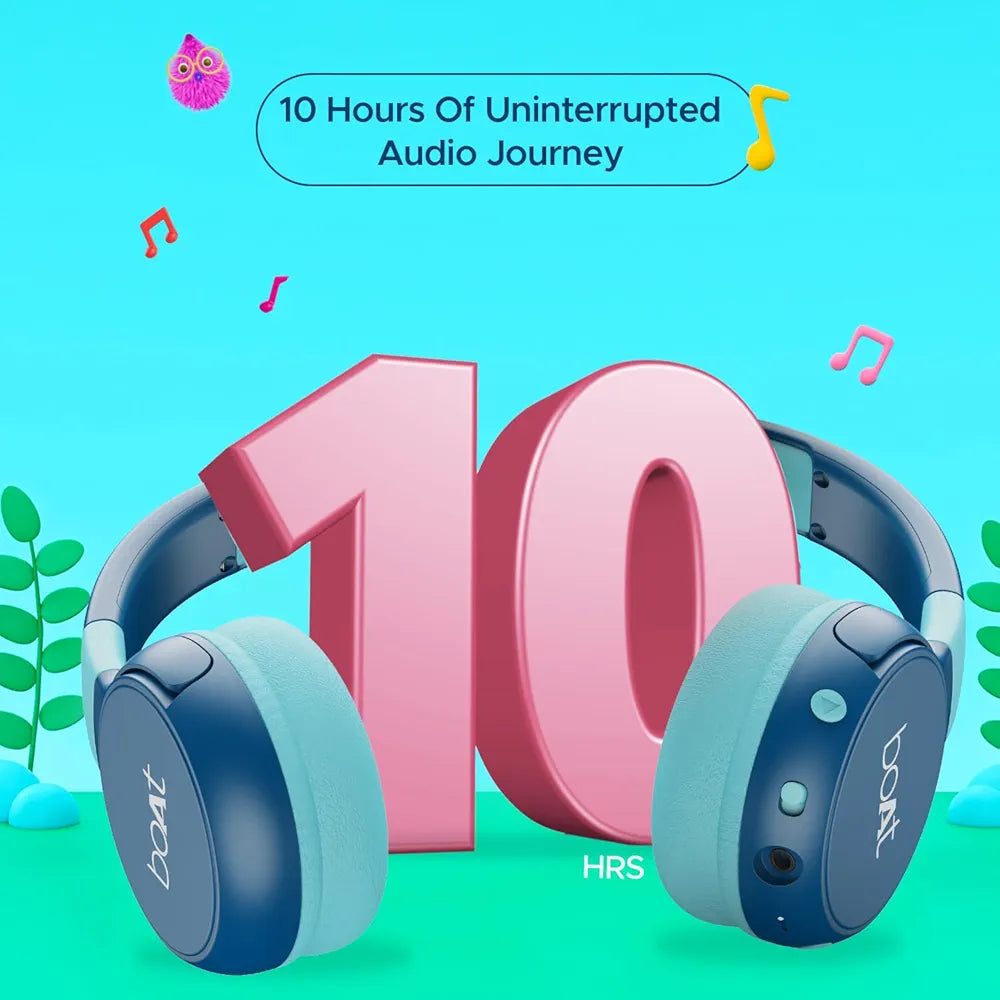 boAt Rockid Rush Wireless Headphones for Kids with Up to 10 hrs Playtime, 30mm Tuned Drivers, Bluetooth v5.3, Instant Voice Assistant, Lightweight Design & USB Type-C Interface