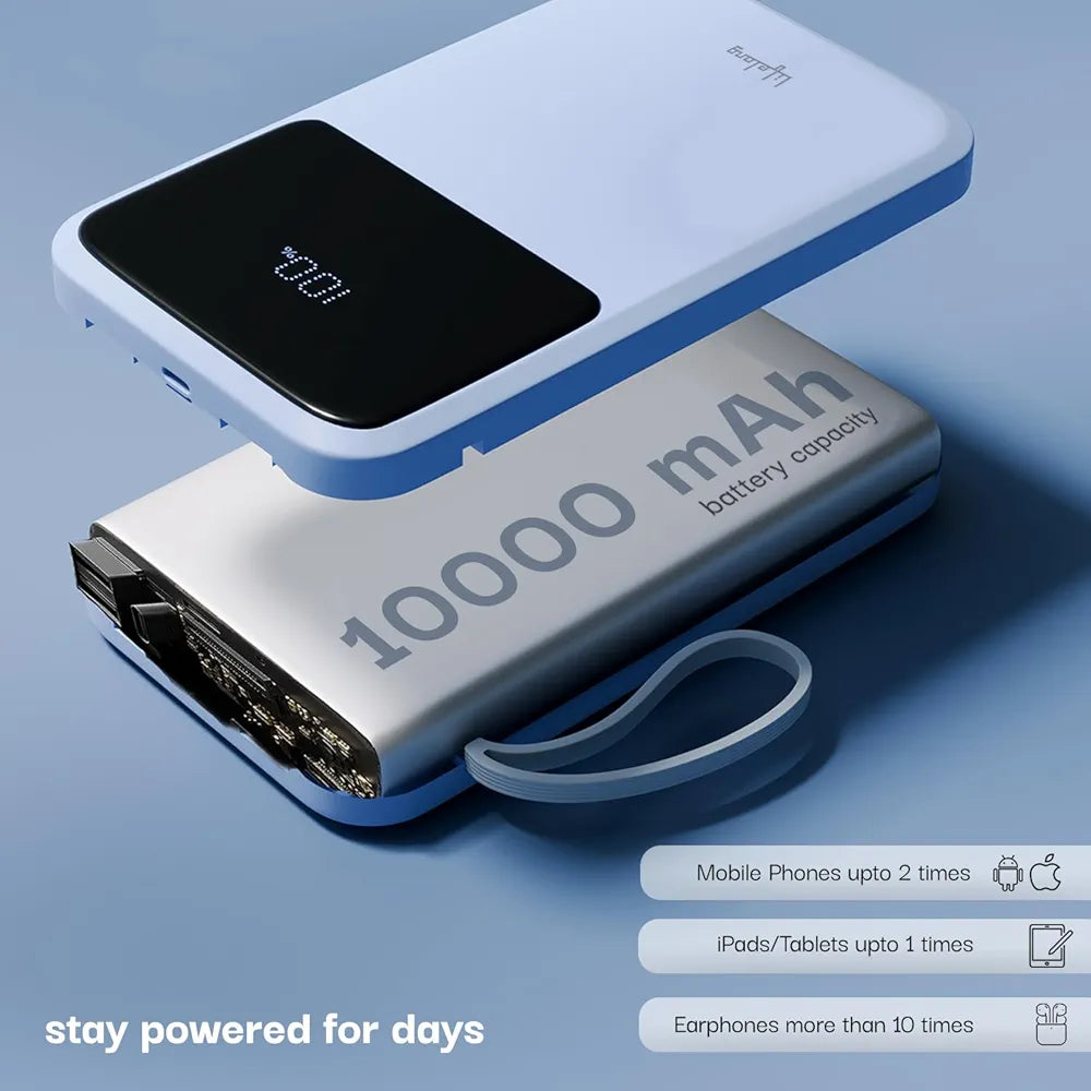 Lifelong Electronics 10000mAh 22.5W Fast Charging Power Bank | 3 Inputs  | 6 Outputs  | QC 3.0 Powerbank