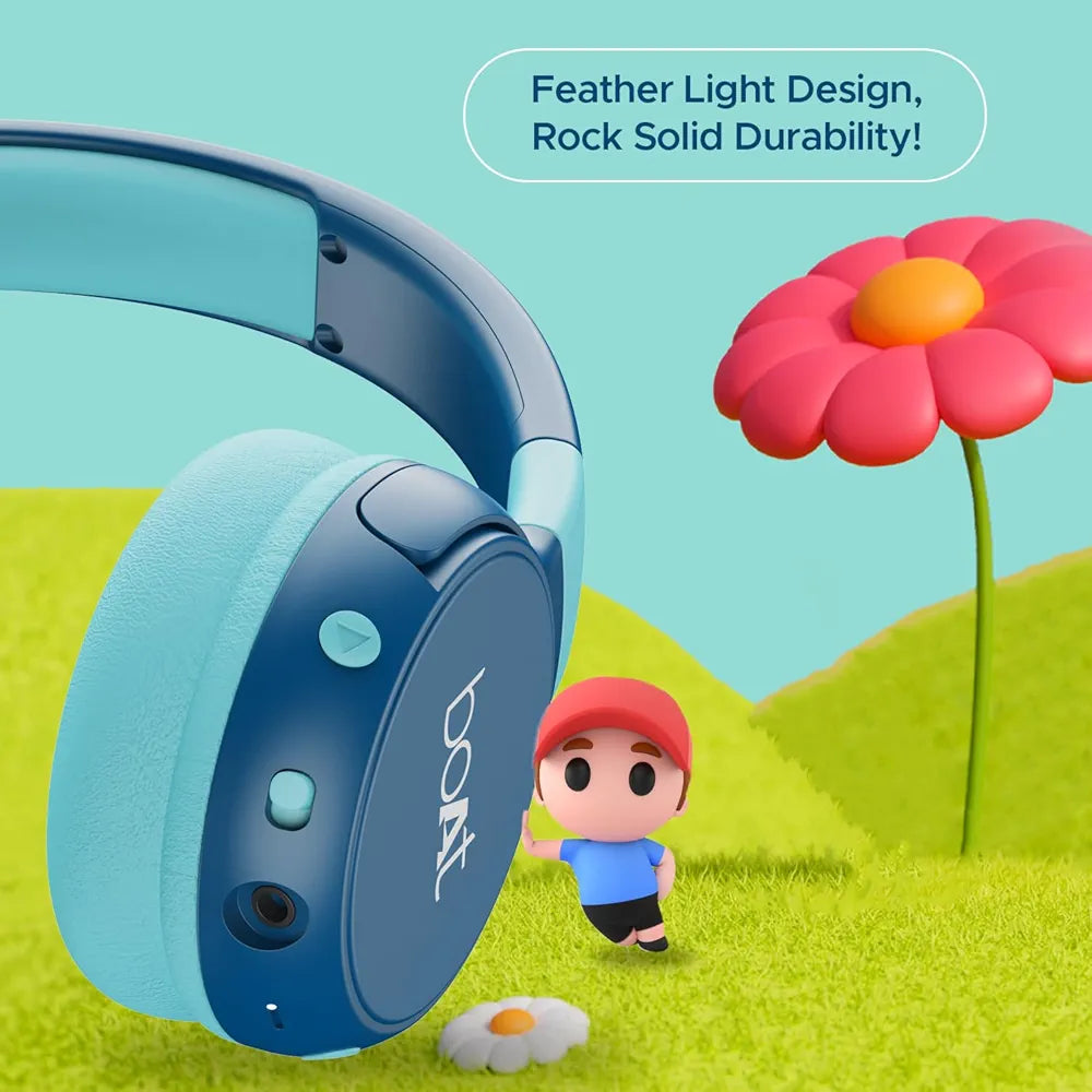 boAt Rockid Rush Wireless Headphones for Kids with Up to 10 hrs Playtime, 30mm Tuned Drivers, Bluetooth v5.3, Instant Voice Assistant, Lightweight Design & USB Type-C Interface
