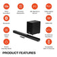 JBL Cinema SB271, Dolby Digital Soundbar with Wireless Subwoofer for Extra Deep Bass, 2.1 Channel Home Theatre with Remote, HDMI ARC, Bluetooth & Optical Connectivity 