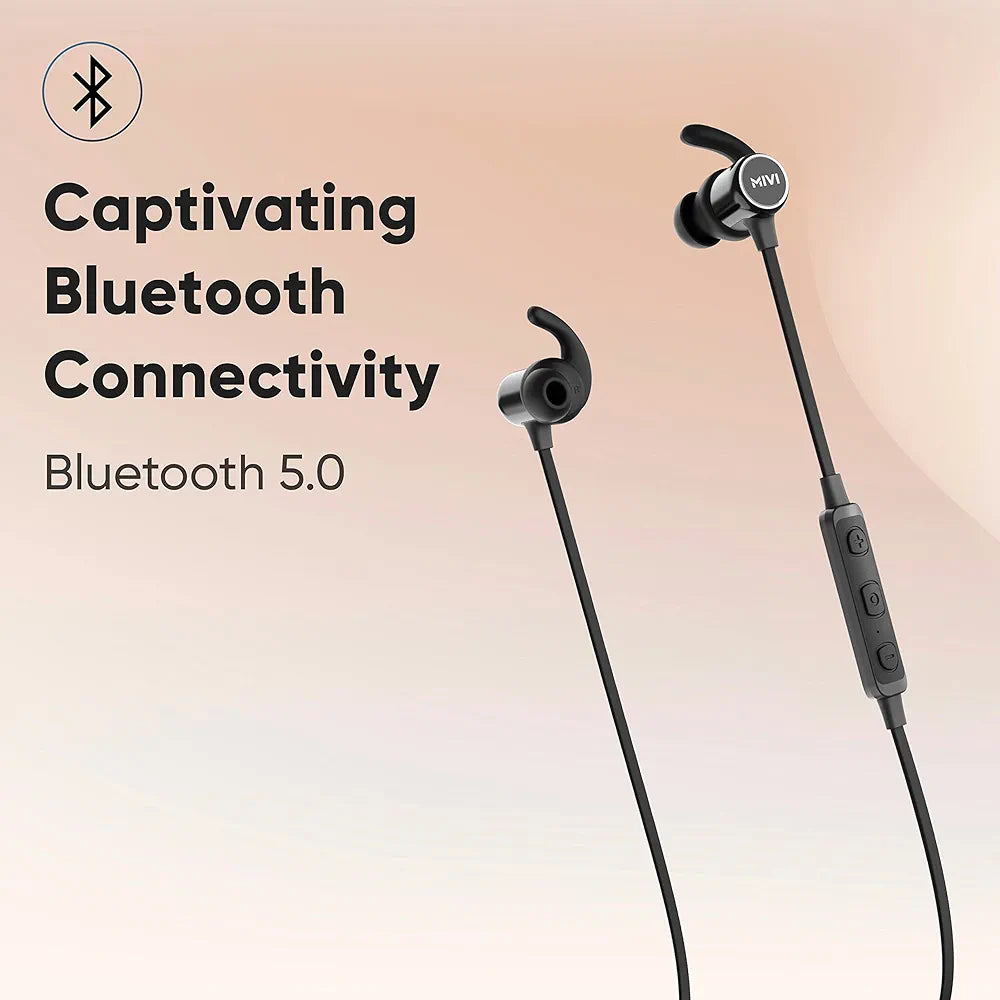 Mivi ThunderBeats 2 Upgraded Audio Bluetooth Wireless in Ear Earphones with Superior Sound, Powerful Bass, 14 Hours Playtime, Comfortable Fit, Bluetooth 5.0 with mic 