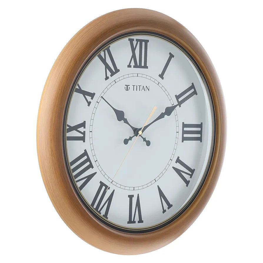 Titan Contemporary Brown Analog Wall Clock with Silent Sweep Technology - 42 Cm X 42 Cm ,Plastic