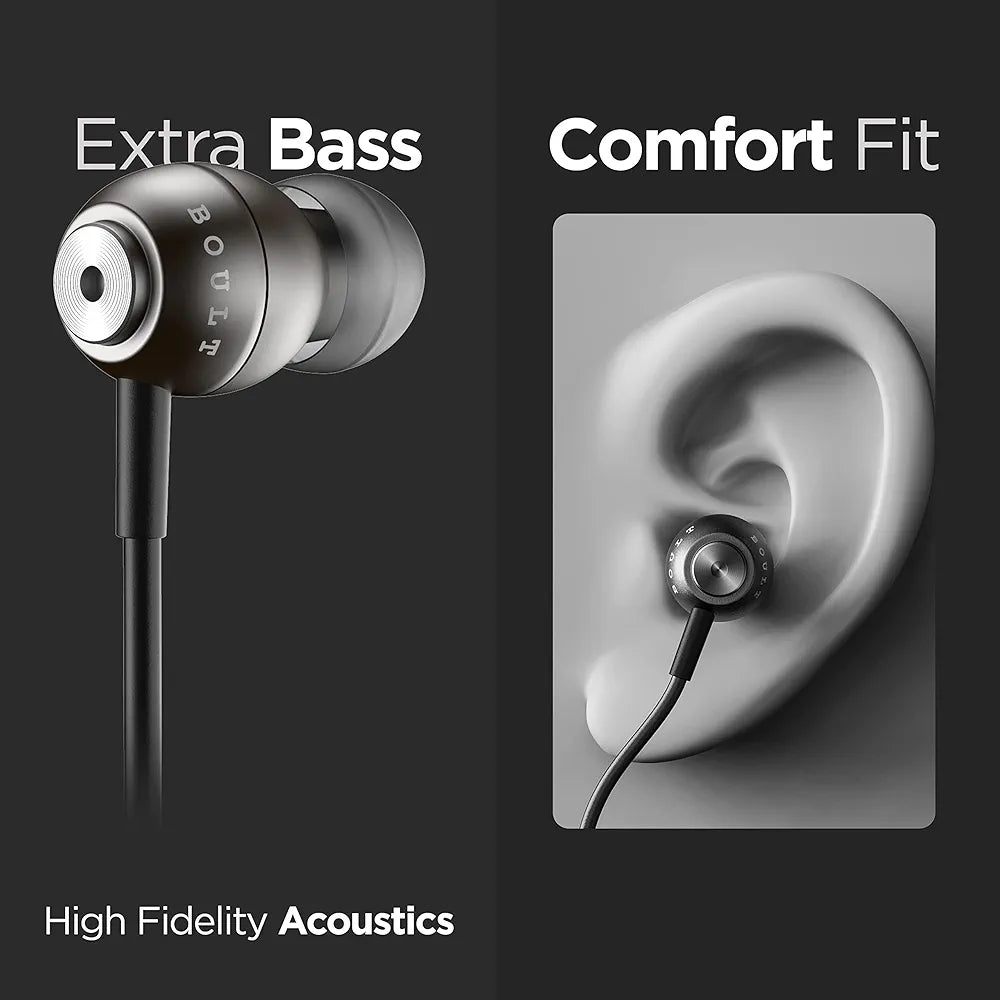 Boult Audio BassBuds Storm-X in-Ear Wired Earphones with Mic and Full Metal Body for Extra Bass & HD Sound 