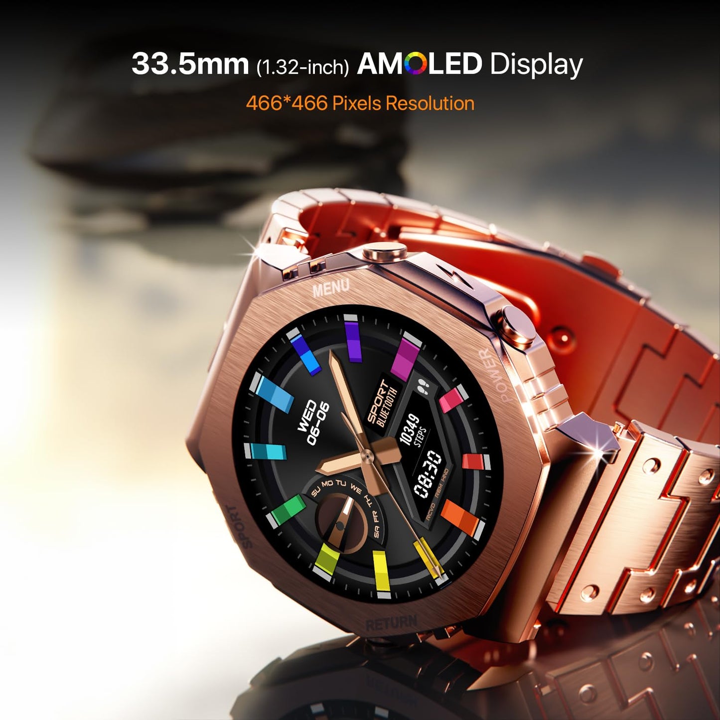 Fire Boltt Obsidian 33.5mm  AMOLED Display, Stainless Steel Design