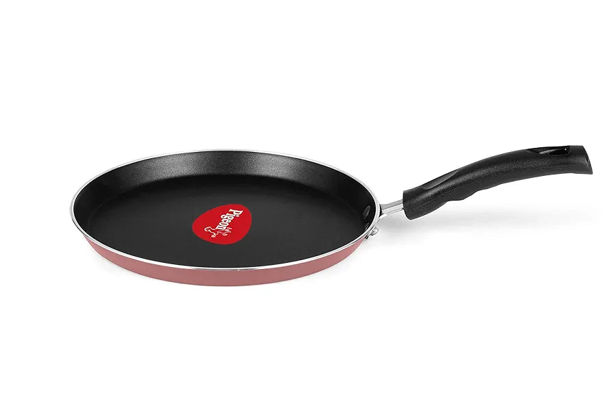Pigeon Basics Non Induction Base Nons tick Aluminium Cookware set, including Nonstick Dosa Tawa, Nonstick Kadai With Glass Lid, and Nonstick Frying Pan, 