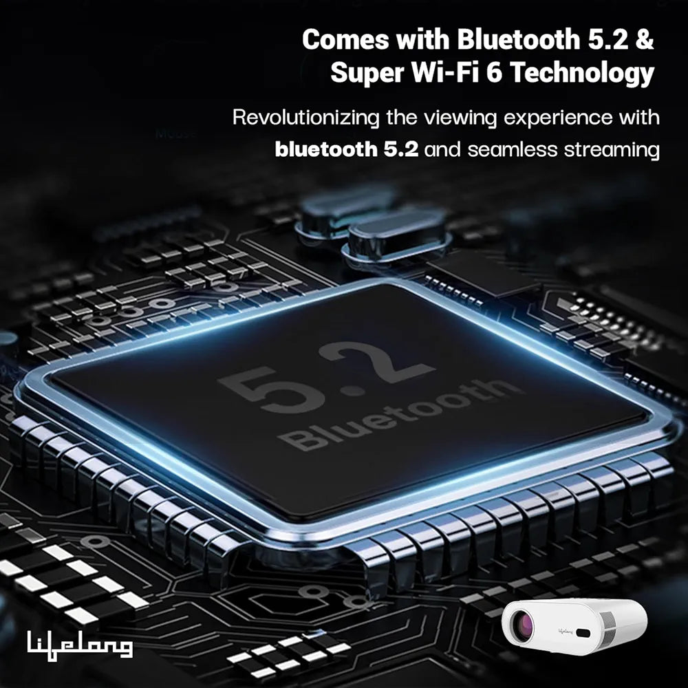 Lifelong TruePixel Smart Projector for Home, Native 1080p Full HD with 4K Support, Android 11 with Built-in apps  6000 Lumens, 5W Speaker, Remote Focus, Max 150'' Display