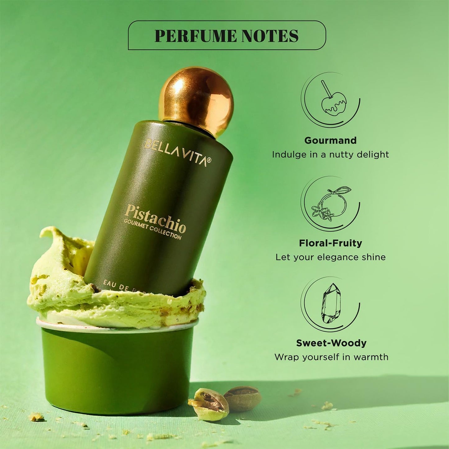 BELLAVITA Gourmet Collection Pistachio | Long Lasting Perfume for Man and Woman