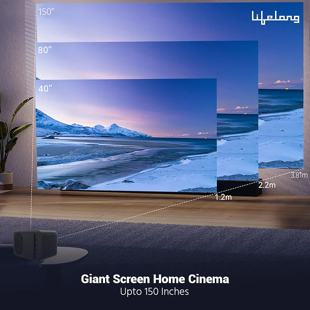 Lifelong SmartStream Smart Projector, Android 9 with Built-in Smart Apps, Native 1080p Full HD 4K Support, 7000 Lumens, 2X Brightness, 10W Speaker, 200 Inch Display, Wi-Fi/Bluetooth