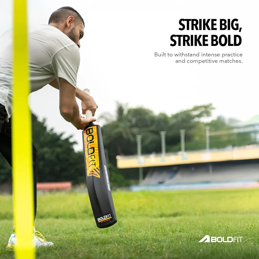Boldfit Turf Bat Cricket for Adults Plastic Tennis Bat for Mens Heavy Plastic Bats with Grip for Gully, Tournament Match Standard Full Size Tennis Ball - Black