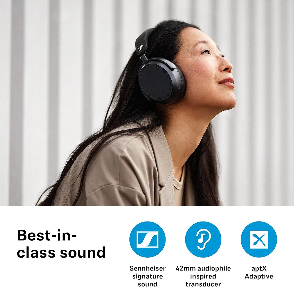 Sennheiser Momentum 4 Wireless Over Ear Headphones, German Design, ANC, 60h Battery, Customizable Sound, 4 Digital Mics for Crystal-Clear Calls, Multipoint Connectivity, 2 Yr Warranty, Black