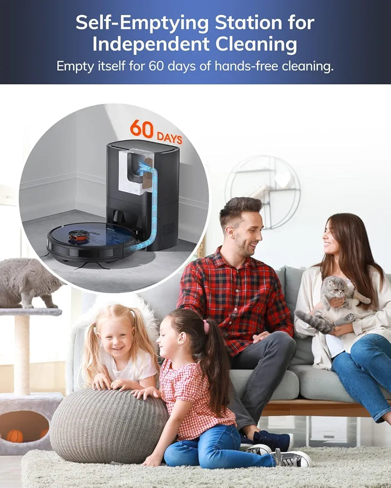 ILIFE Robot Vacuum Self Emptying - 3000pa T10s Robot Vacuum and Mop with Lidar Navigation Smart Mopping - 2.5L Dust Bag Vacuum Cleaner Robot Work with Alexa - Ideal for Pet Hair Carpet Hard Floor