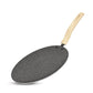 BERGNER Earth Black Non-Stick 26 cm Concave Tawa, Wooden Finish Soft Touch Handle, 3mm Thickness, Consumes Less Oil, Even Heat Distribution, White Marble Splatter, Induction Bottom and Gas Ready