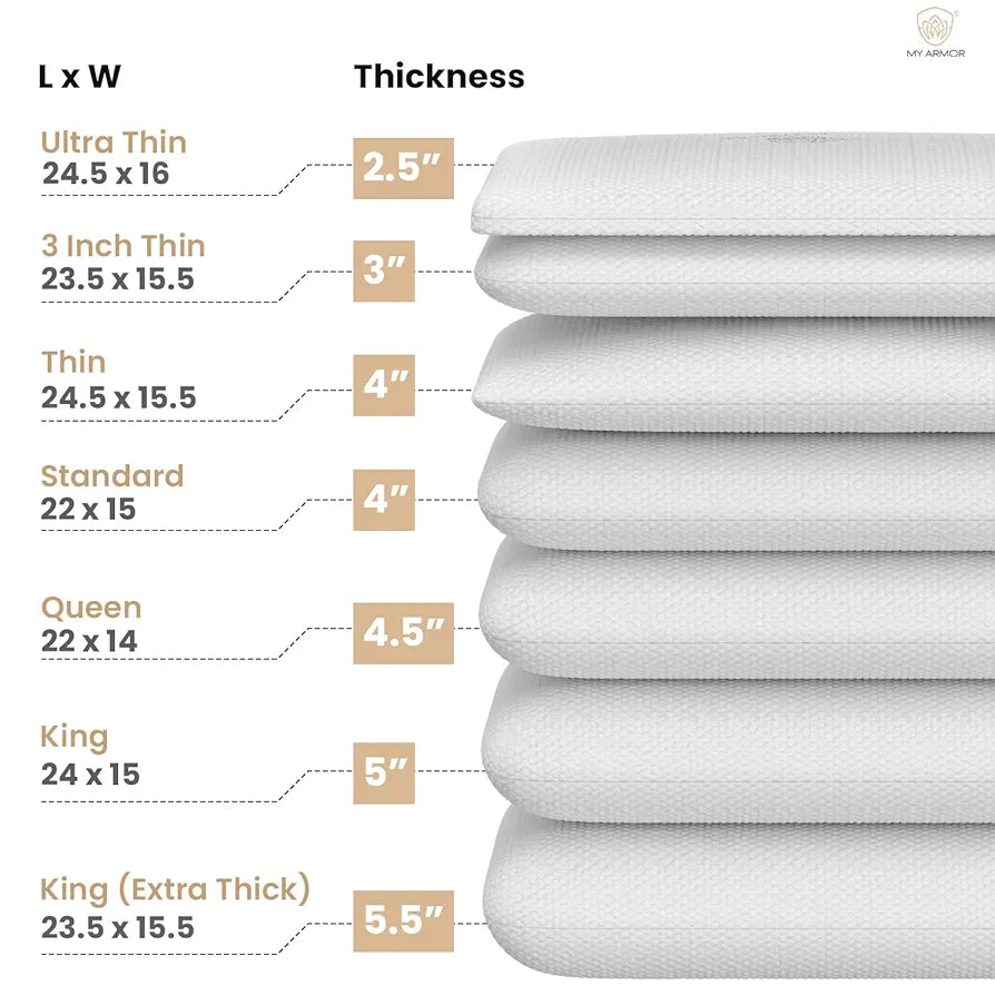 MY ARMOR Ventilated Cooling Gel Memory Foam Pillow Queen Size - 4.5 Inch Thick | 2 Years Warranty | with Removable Washable Cover - Pack of 1