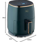 Pigeon Healthifry Digital Air Fryer, 360° High Speed Air Circulation Technology 1200 W with Non-Stick 4.2 L Basket - Green
