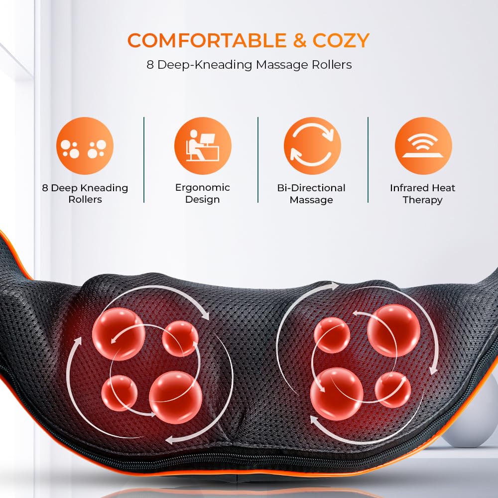 beatXP GlideHeal Shiatsu Massager with Infrared Heat Therapy | Full Body Massager