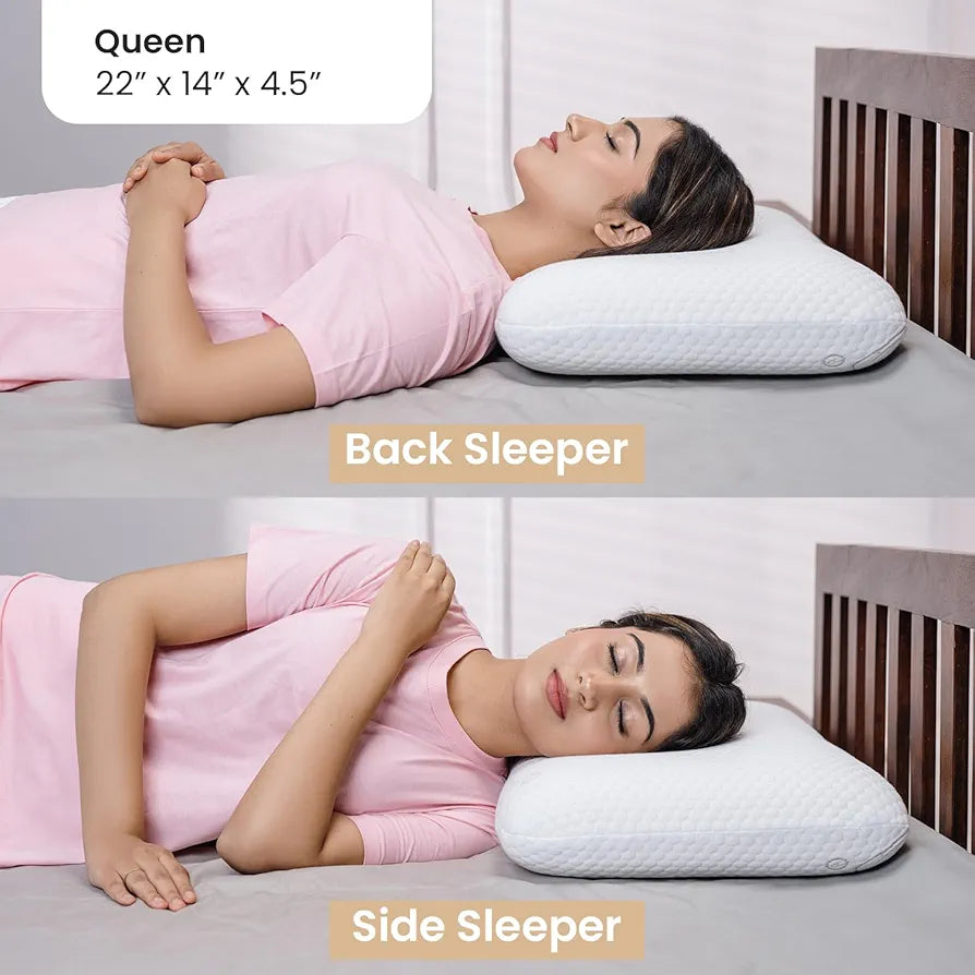 MY ARMOR Ventilated Cooling Gel Memory Foam Pillow Queen Size - 4.5 Inch Thick | 2 Years Warranty | with Removable Washable Cover - Pack of 1
