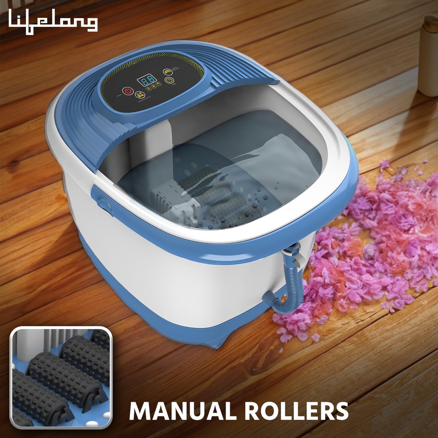 Lifelong LLM801 500W Electric Foot Massager Spa Machine With 8 Manual Rollers