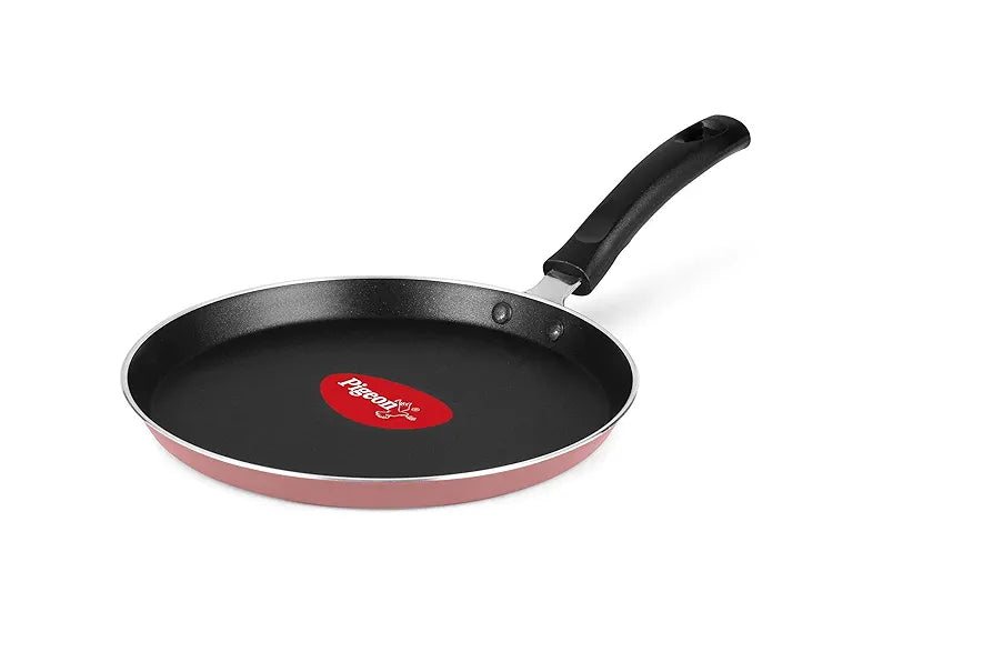 Pigeon Basics Non Induction Base Nons tick Aluminium Cookware set, including Nonstick Dosa Tawa, Nonstick Kadai With Glass Lid, and Nonstick Frying Pan, 
