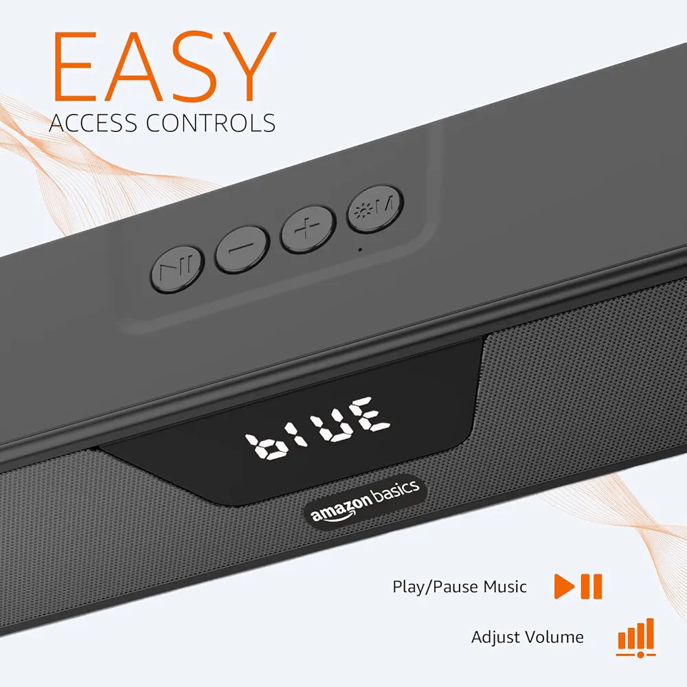 amazon basics 20W Bluetooth Soundbar Speaker with 2000mah Battery, BT v5.1, Aux, USB Port, LED Display and RGB Party Lights