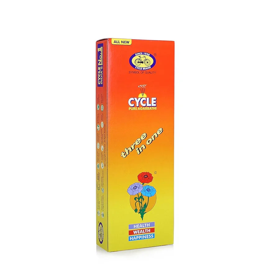 Cycle Pure Agarbatti Three in One Incense Sticks || Pack of 2  || 3 Signature Fragrances Floral, Woody, Lily I Natural Fragrance for Puja, Meditation, Refreshing Ambience