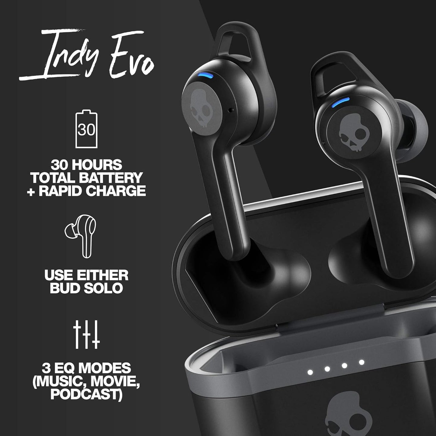 Skullcandy Indy Evo Truly Wireless Bluetooth in Ear Earbuds with Mic