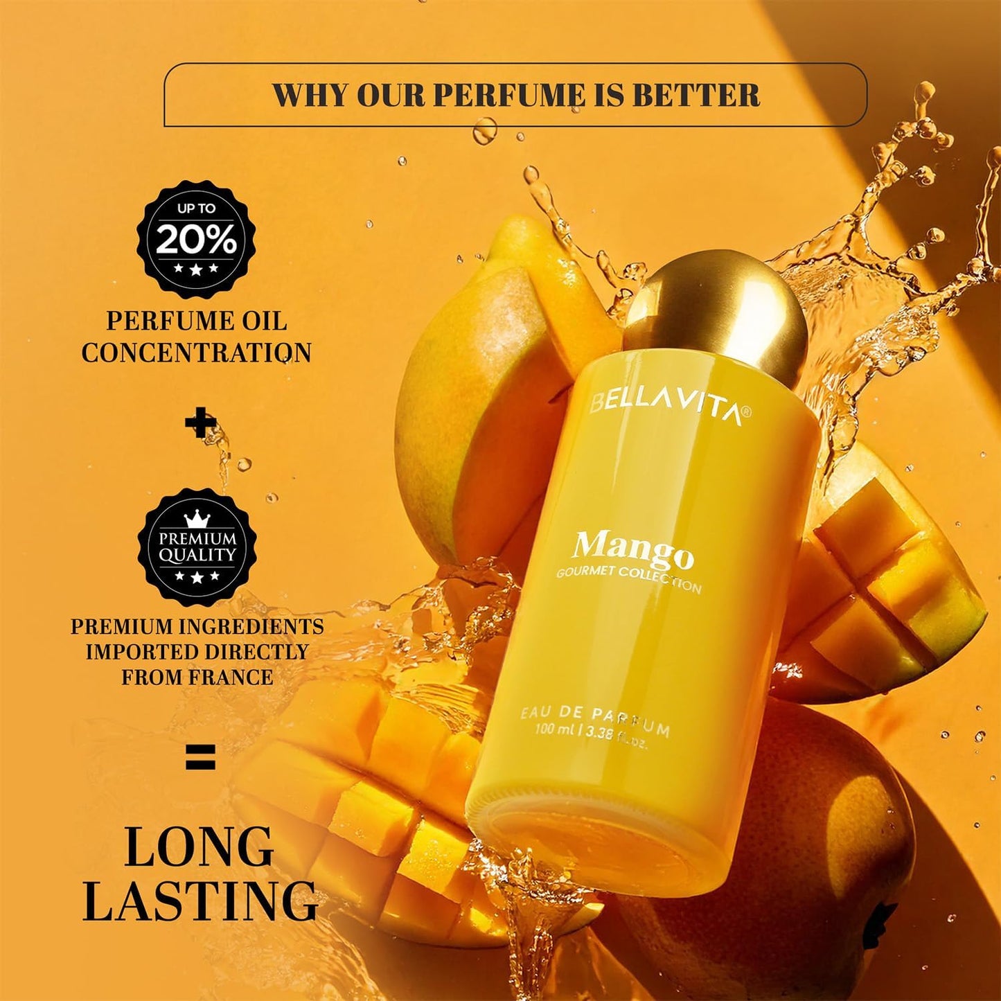 BELLAVITA Gourmet Collection Mango | Long Lasting Perfume for Man and Woman