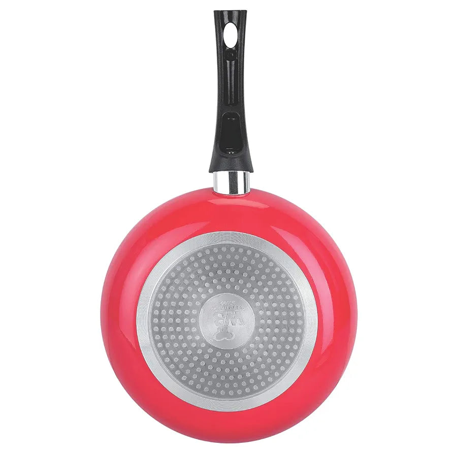 Wellberg Granito Press Aluminium Non Stick Frypan, 24cm, Induction Base, Red