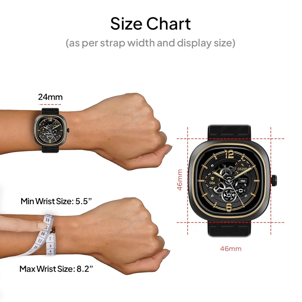 Fire-Boltt Collide 1.32" Display Smartwatch, Bluetooth Calling with Body Shielding Metal Paint, Single BT Connection, BT 2.0 Ultra Low Power Consumption, SpO2 