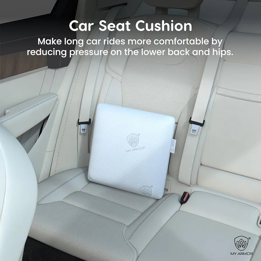 MY ARMOR Memory Foam Square Cushion with Outer Cover - Pack of 2