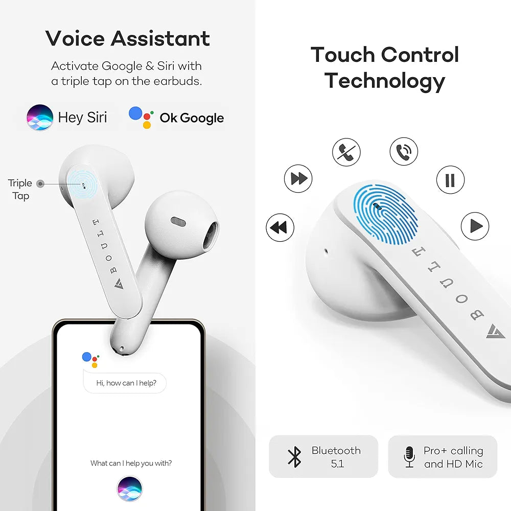 Boult Audio X1 Buds True Wireless in Ear Earbuds with 24H Playtime, Quad Mic ENC, Made in India, Type-C Fast Charging, Environmental Noise Cancellation, 10mm Bass Drivers, TWS Airbass ear buds 