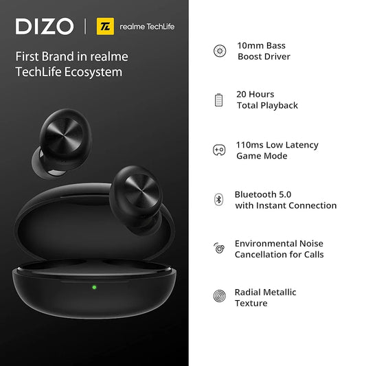 DIZO GoPods D, True Wireless in Earbuds with Enviornment Noise Cancellation, Bluetooth Headset 
