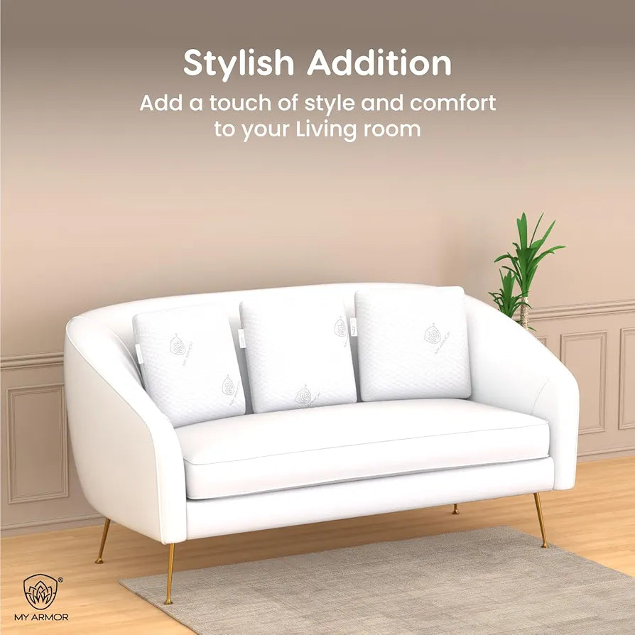 MY ARMOR Memory Foam Square Cushion with Outer Cover - Pack of 2