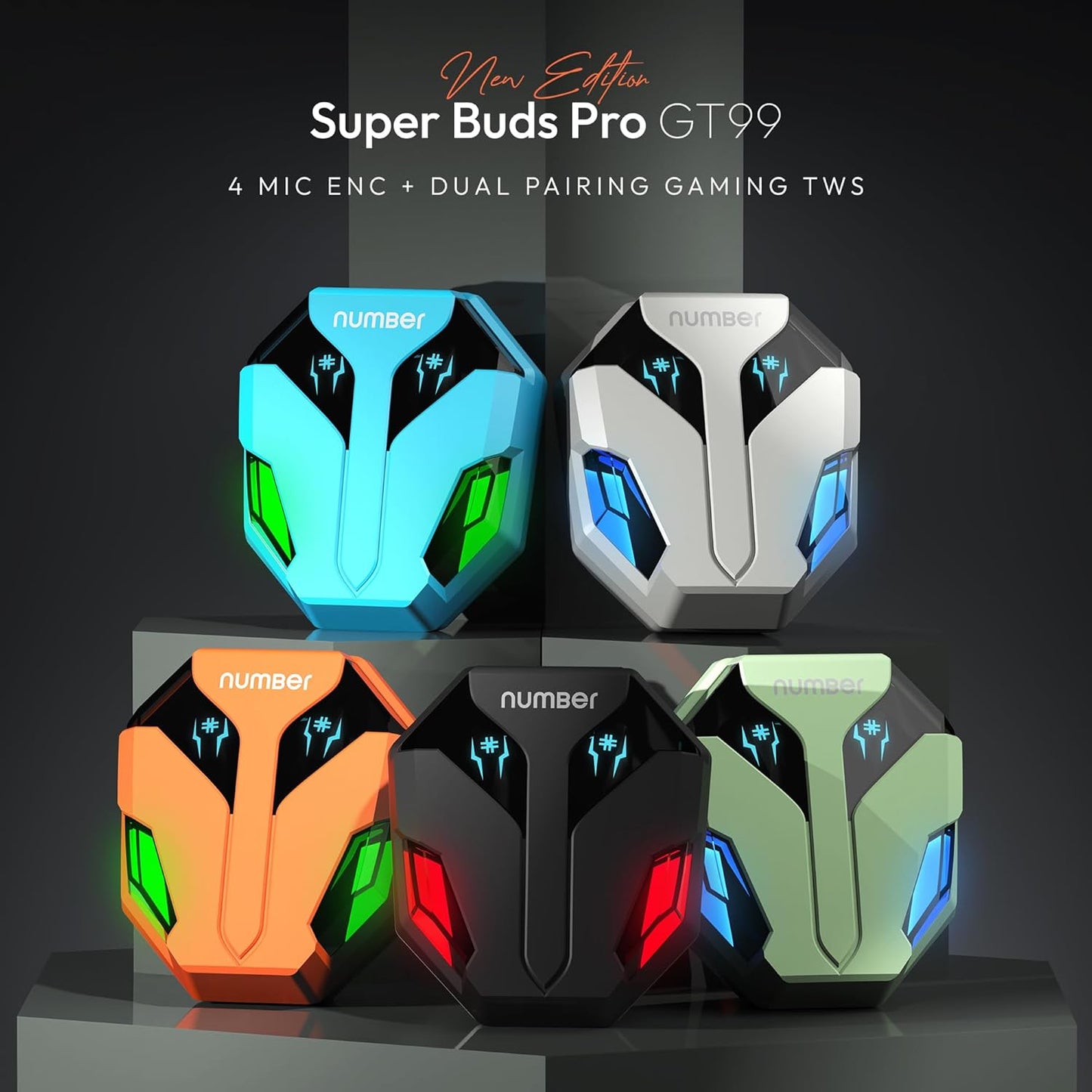 Number Super Buds Pro GT99 Truly Wireless in Ear Earbuds with 50 Hours Playtime