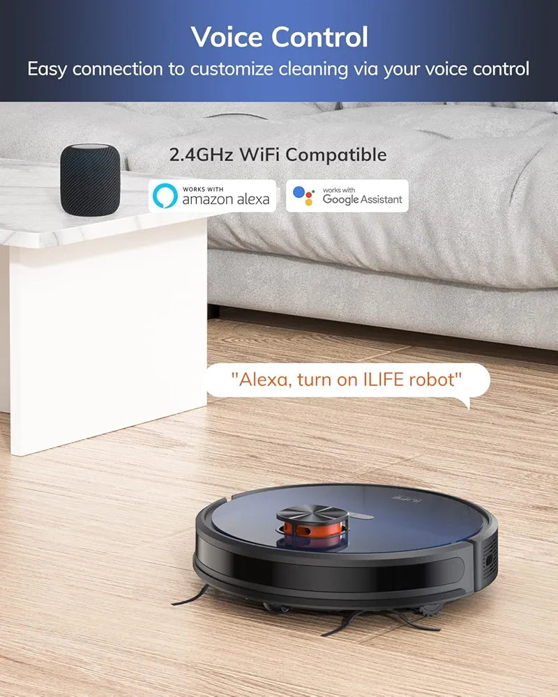 ILIFE Robot Vacuum Self Emptying - 3000pa T10s Robot Vacuum and Mop with Lidar Navigation Smart Mopping - 2.5L Dust Bag Vacuum Cleaner Robot Work with Alexa - Ideal for Pet Hair Carpet Hard Floor