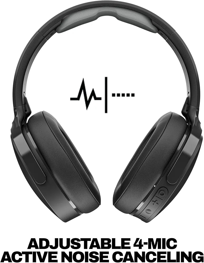 Skullcandy Hesh ANC Smartchoice Active Noise Cancelling Wireless Headphones with 40mm Drivers, 22Hr Playtime + Rapid Charge, Flat-Folding and Collapsible,Light Weight,Work with Android and iOS- Black