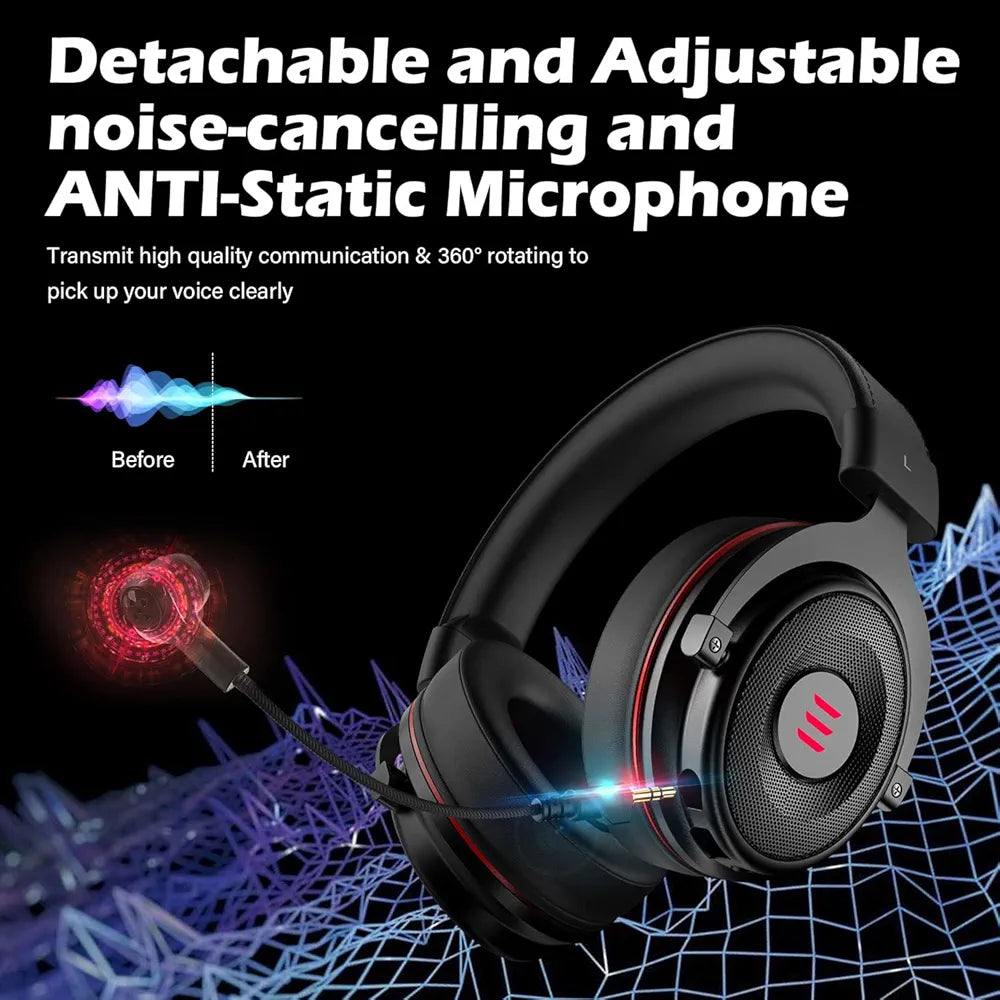 EKSA E900Pro Gaming Wired Over Ear Headphones with Virtual 7.1 Surround Sound, Noise Cancelling with Mic & Led, Compatible with PC, PS4, PS5, Xbox One
