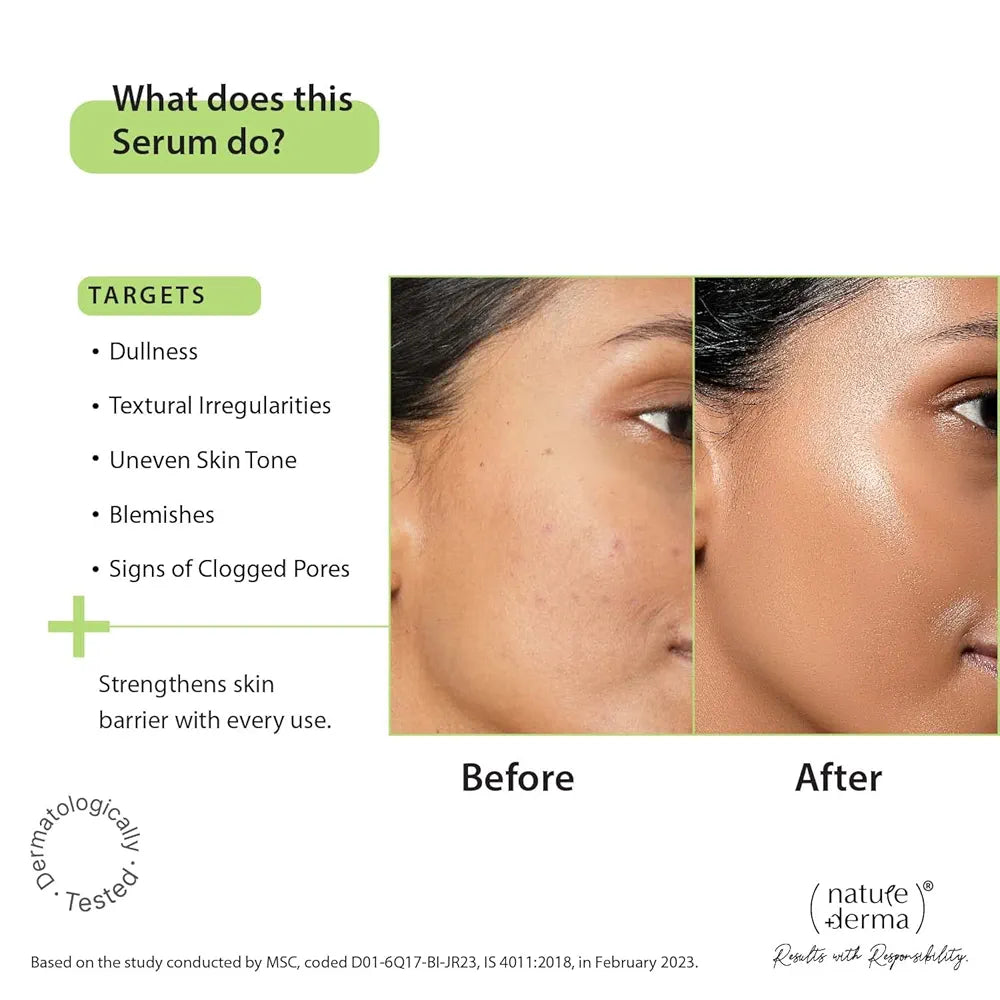 Nature Derma 10% Niacinamide & Zinc Serum with Natural Biome-Boost™ | Reduces Pores and Dark spots | Brighter, Even Toned and Strengthened Skin | 30ml | Dermatologically Tested