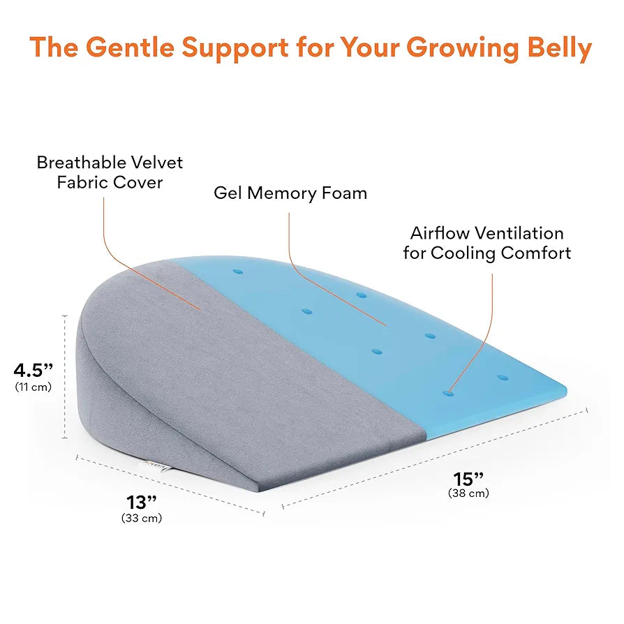 FOVERA Pregnancy Pillow for Pregnant Women | Memory Foam Maternity Pillow Wedge for Supporting Belly, Back During Pregnancy - Provides Soft-Support to The Baby Bump 