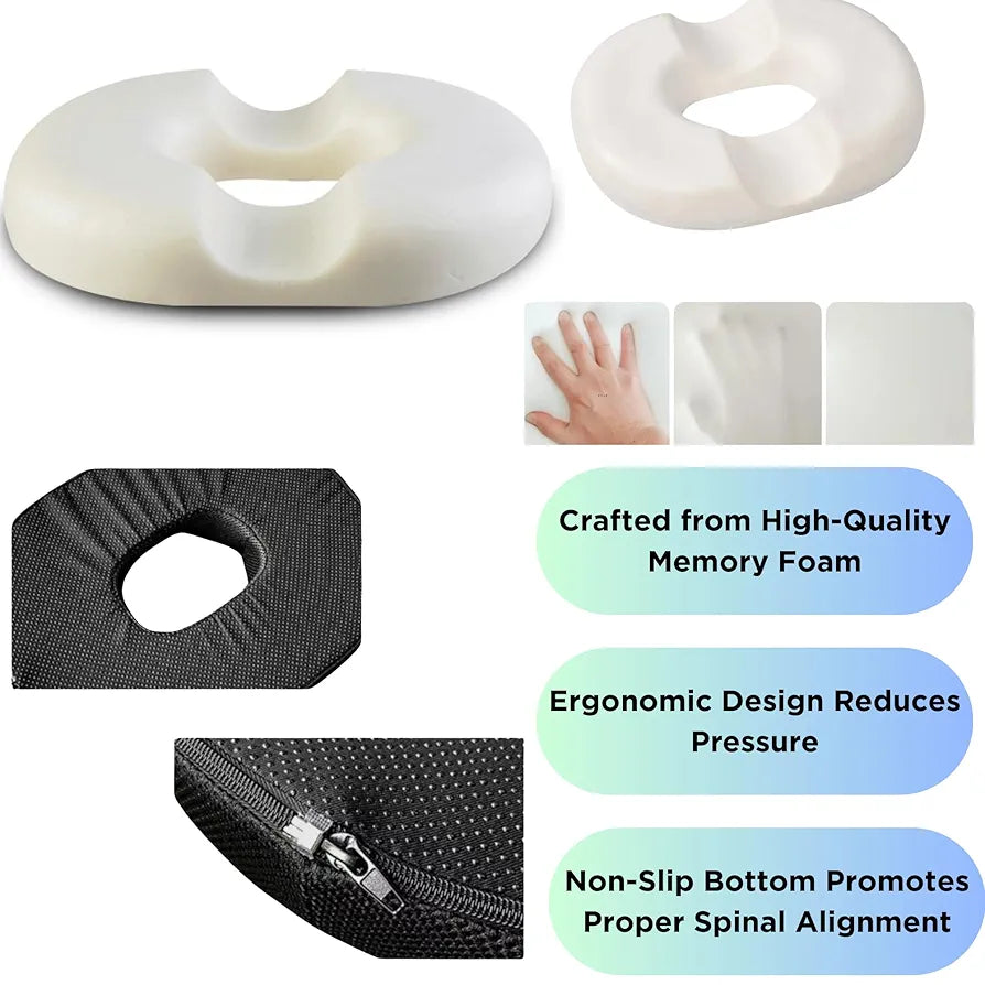 Orthopedic Donut Seat Cushion for Postpartum, Pregnancy, Hemorrhoid Relief Comfortable Coccyx Pain Relief Pillow Portable & Versatile Medical Cushion for Office, Car, Wheelchair Nonslip