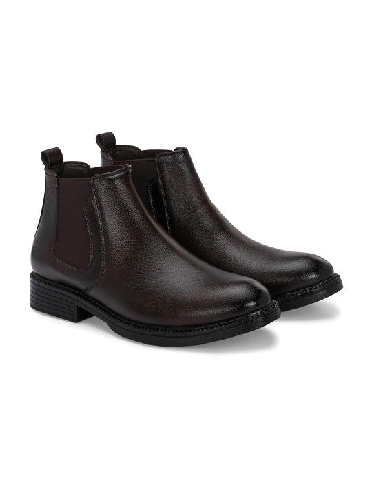 The Lifestyle Co. Men Brown High-Top Chelsea Boots