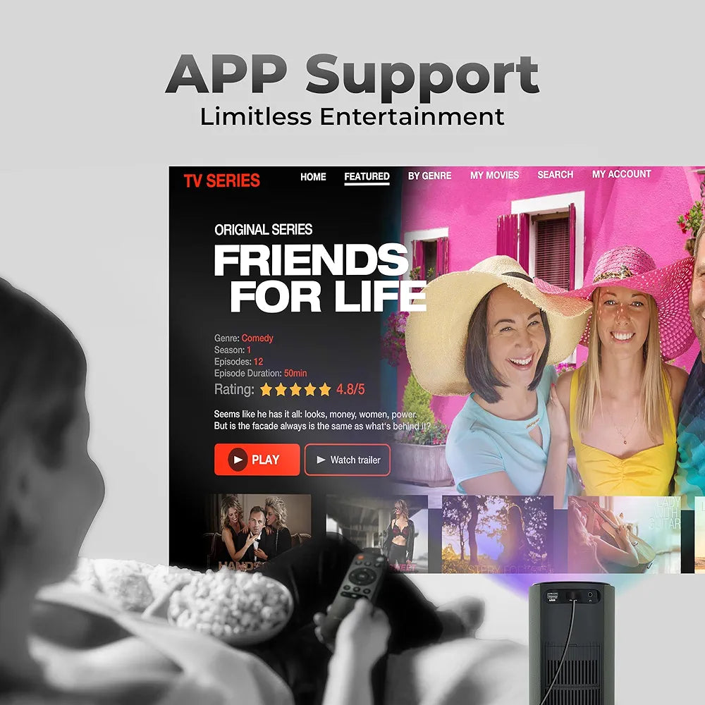 ZEBRONICS PIXAPLAY 22, Smart Projector, 3400 Lumens, 4K Support, 160 Inch Screen Size, Supports Bluetooth, HDMI, USB, WiFi, 720p Native, Powerful Speaker, Electronic Focus, APP Support, Miracast