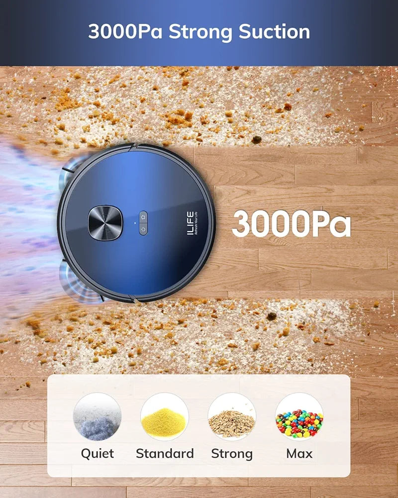 ILIFE Robot Vacuum Self Emptying - 3000pa T10s Robot Vacuum and Mop with Lidar Navigation Smart Mopping - 2.5L Dust Bag Vacuum Cleaner Robot Work with Alexa - Ideal for Pet Hair Carpet Hard Floor