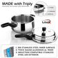 Litex Triply Stainless Steel Pressure Cooker, Induction Compatible, Outer Lid with Safety Lock, Stay-Cool Handles, 5-Year Warranty